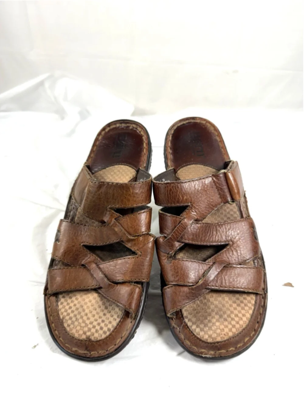 Born Women's Brown Leather Open-Toe Slide Sz 7M